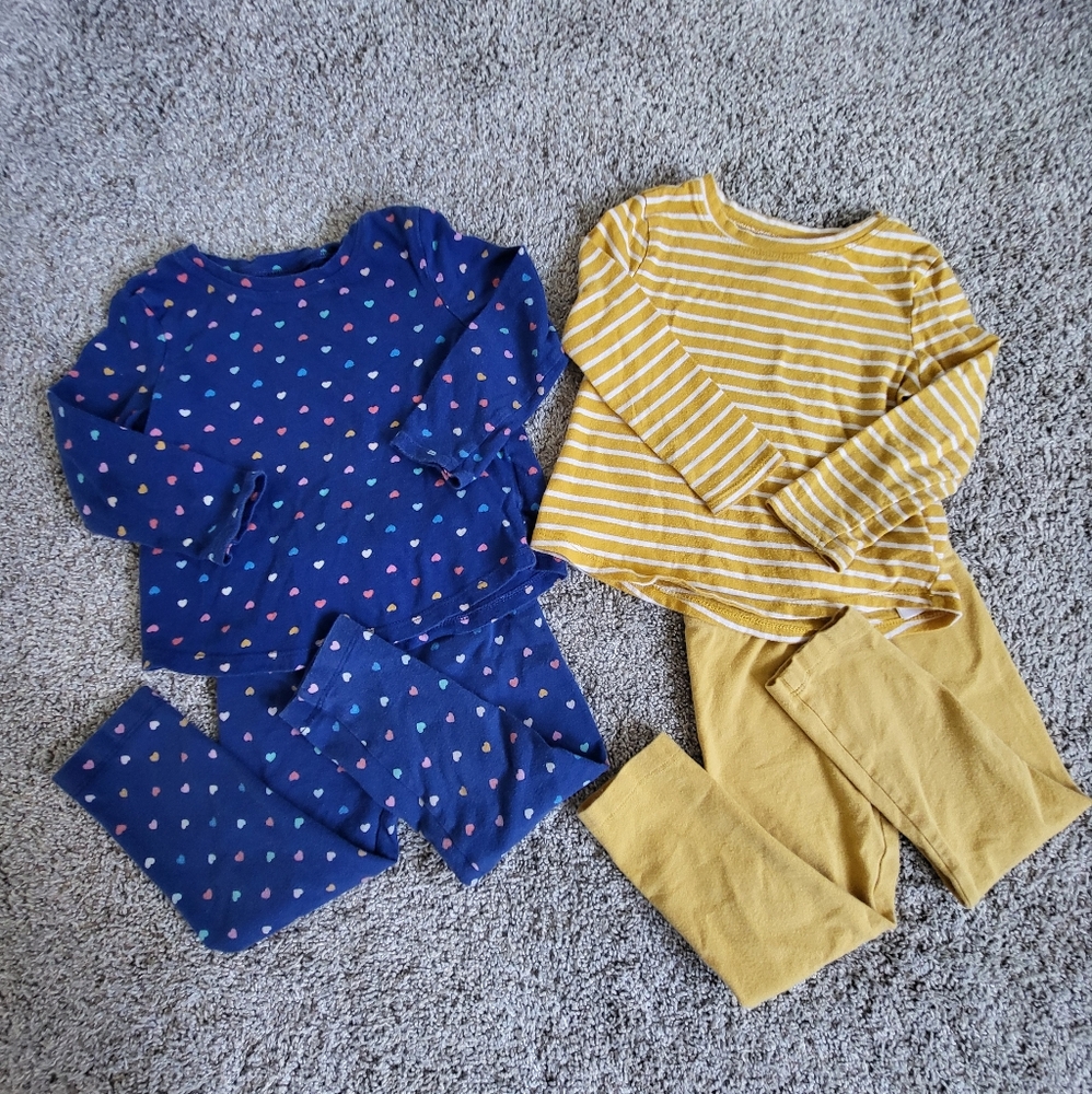 Old Navy Shirt Pant 2T girls cotton stripes hearts long sleeve Spring Outfit Set
